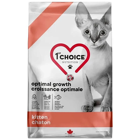 1st Choice GF сухой беззерновой корм, ОПТИМАЛЬНЫЙ РОСТ для котят (треска, лосось), 4.54 кг