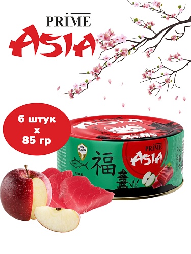 Корм для котят влажный PRIME ASIA Тунец с колострумом в желе, ж/б 85г, 6 шт.