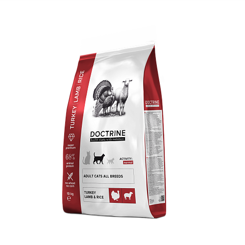 Сухой корм для кошек DOCTRINE с индейкой, ягненком и рисом, 10 кг