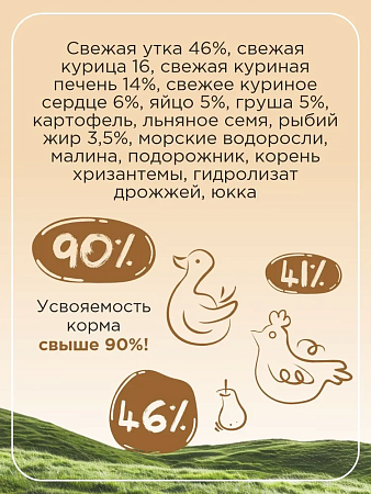 Greedy Family "Утка с потрошками и грушей" корм запеченный для взрослых собак и щенков, 1.8кг