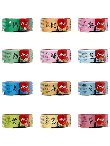 Корм для кошек влажный PRIME ASIA Тунец с голубой рыбой в желе, ж/б 85г, 12 шт.