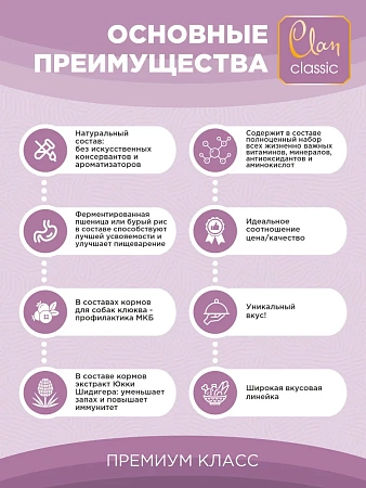 Корм для собак мелких сухой CLAN Classic Hypoallergenic 23/11 гипоаллергенный, ягненок и индейка с бурым рисом, 10кг