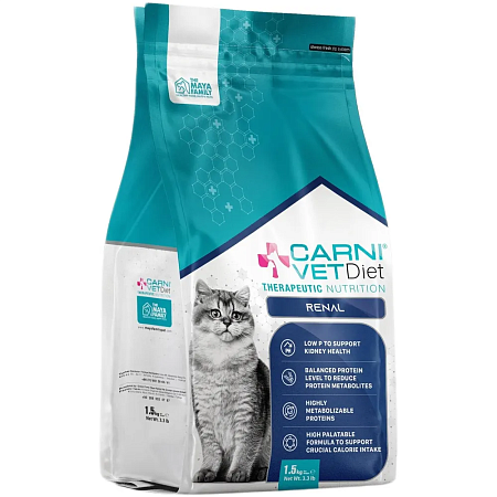 CARNI VD CAT RENAL для кошек при ХПН, поддержание здоровья почек 1,5кг